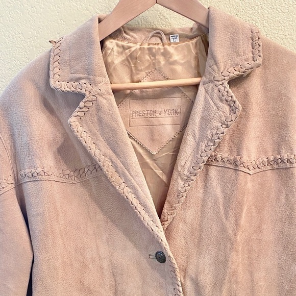 Preston & York Lg Genuine Suede Western/ Rockabilly Jacket Blazer Tan Whipstitch - Picture 4 of 14